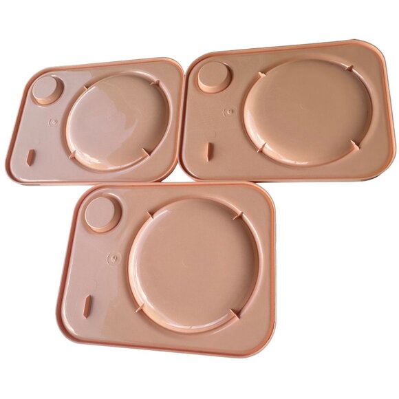 Set of 3 Plastic Lap Food Trays Tan w/Drink Holder 13.5" Length (BRAND UNKNOWN) - Picture 5 of 8